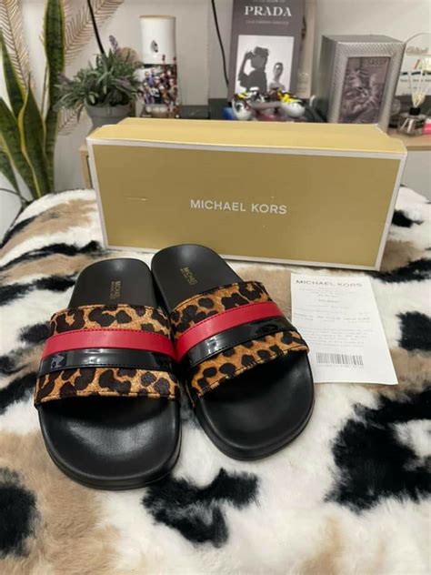 michael kors cheetah slippers|michael kors slides.